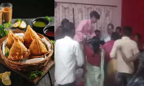 Video : సమోసాలు తీసుకుని రాలేదని భర్తను కొట్టించిన నవ వధువు