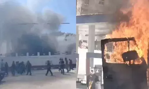 రాష్ట్ర హోదా కోరుతూ నిరసనలు.. బీజేపీ కార్యాలయానికి నిప్పు పెట్టిన ఉద్యమకారులు