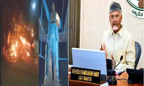 Andrapradesh, Chittoor district, CM Chandrababu, Ambedkar statue catching