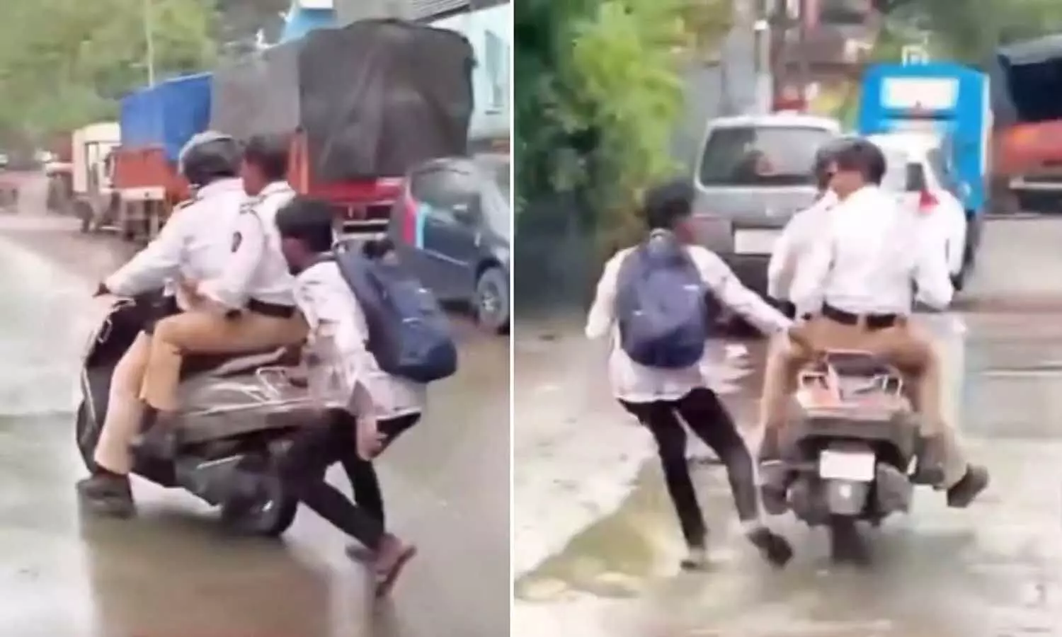 Video : నాకే ఫైన్ వేస్తారా..? అంటూ పోలీసుల వెంటపడ్డాడు..!