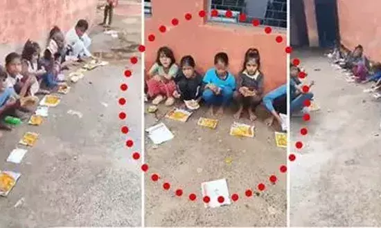 Students, meal on paper, Madhya Pradesh, school Students, meal on paper, Madhya Pradesh, school