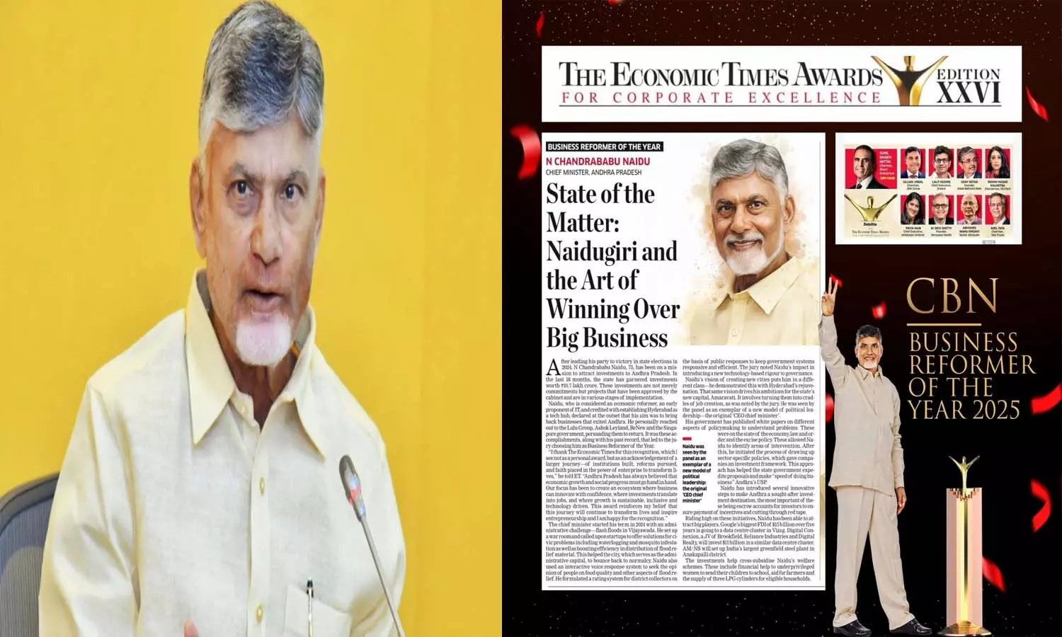 Andrapradesh, Cm Chandrababu, Economic Times, ‘Business Reformer of the Year’ Award Andrapradesh, Cm Chandrababu, Economic Times, ‘Business Reformer of the Year’ Award