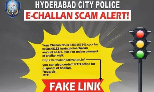 Hyderabad Police Department, public, fake e- challans, e-Challan scam, fake link