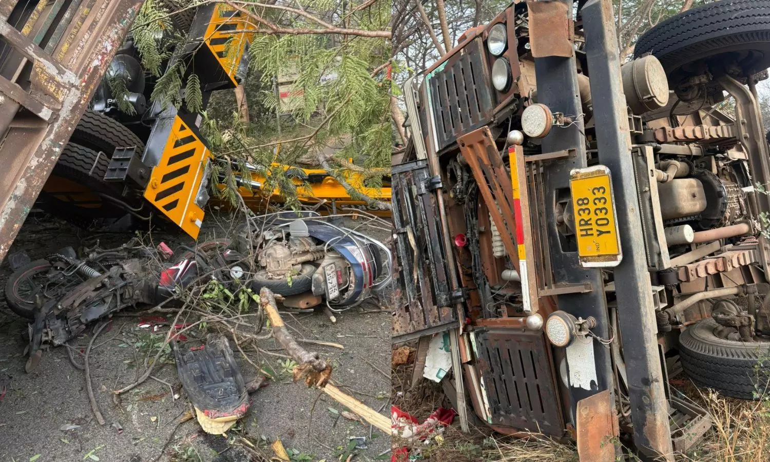 వికారాబాద్ జిల్లాలో ఘోర రోడ్డు ప్ర‌మాదం.. జేసీబీ మీద పడ‌టంతో..