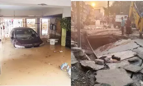 Hyderabad News, Manikonda, Singur Pipeline Burst, Midnight Tsunami, Water Leakage, HYDRAA