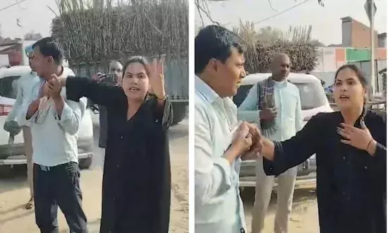 Viral Video, Uttarpradesh, Sitapur, Woman Thrashes Husband