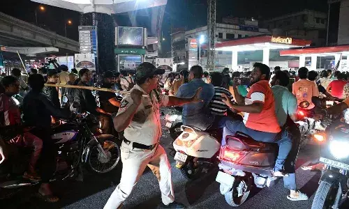 T20 World Cup Final, India vs New Zealand, Cricket Victory Rally, Police Lathi-charge, MG Road Vijayawada, Benz Circle Traffic Jam