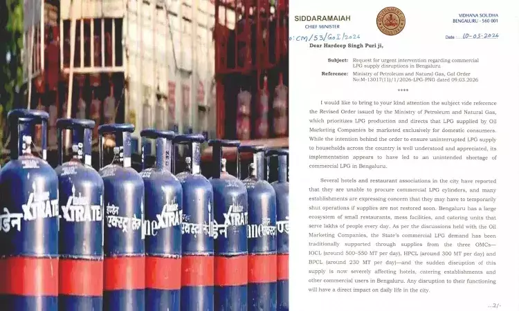 National News, Karnataka, Bangalore, Siddaramaiah, HardeepSinghPuri, Commercial LPG, Gas Shortage, Central Govt