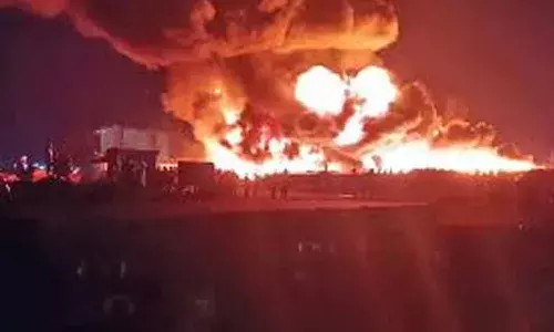 Amaravati Fire Accident, Rayapudi, Megha Engineering, HDPE Pipes Fire, Andhra Pradesh Capital Construction, CM Chandrababu Naidu Investigation, Velagapudi L&T Fire