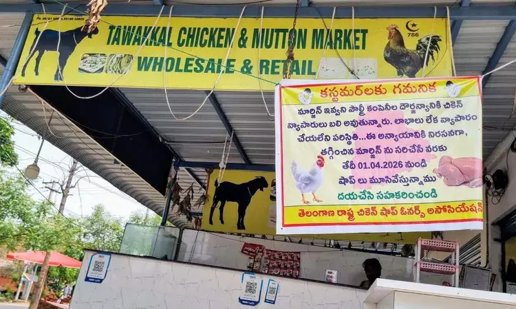 Chicken Shop Owners Association, Indefinite Strike, Poultry Companies, Chicken Traders Victimization, Hyderabad Mallapur Area, Market Disruption, Supply Chain Issues