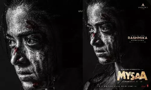 Rashmika Mandanna, Mysaa Movie, Mysaa Poster, Rawindra Pulle, Rashmika Birthday, Gond Woman Role, Unformula Films, Female Centric Action Drama, Jakes Bejoy, Shreyaas P Krishna, Pan India Film