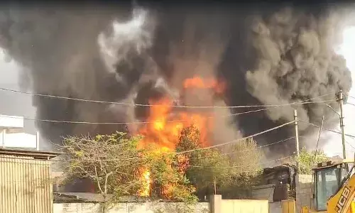 Hyderabad, Jeedimetla, FireAccident, Scrap Godown, IndustrialArea
