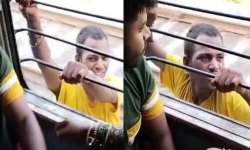 ట్రైన్‌లో చిక్కిన దొంగ.. కిటికీకి వేలాడదీసిన ప్రయాణికులు (వీడియో)