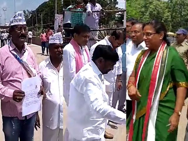 హుజూర్ నగర్ లో నామినేషన్లు వేసిన పలు పార్టీల నేతలు
