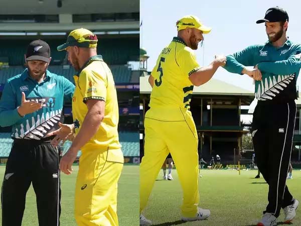 Aaron Finch and Kane Williamson no shake hands