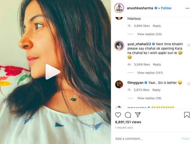 Chahal commented anushka instagram video